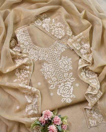 Pure Crushed Tissue Silk Unstitched Suit