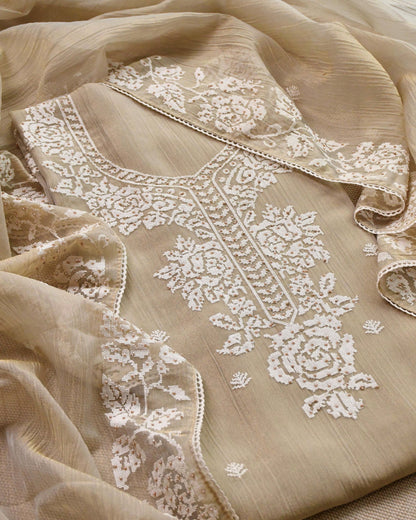 Pure Crushed Tissue Silk Unstitched Suit