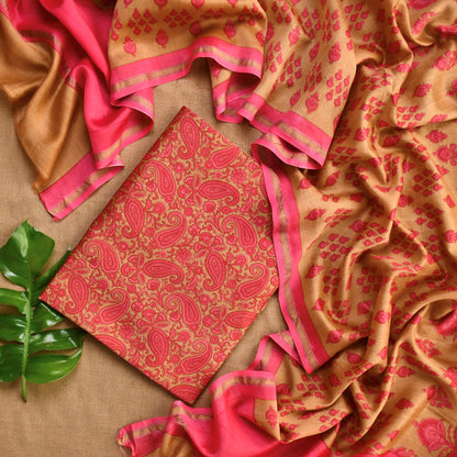 Pure Mul chanderi Unstitched Suit