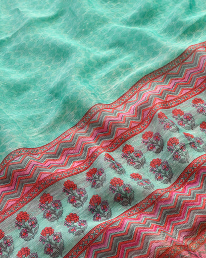 Linen Silk Embroidered Unstitched Suit