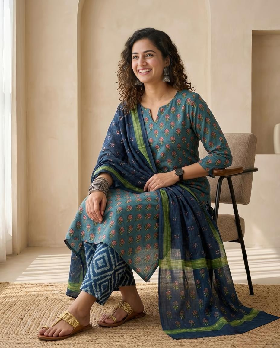 Natural Pomegranate Dye Premium Cotton Unstitched Suit Set