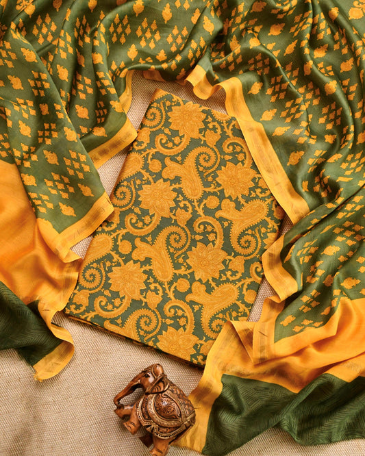 Pure Maheshwari silk Unstitched Suit