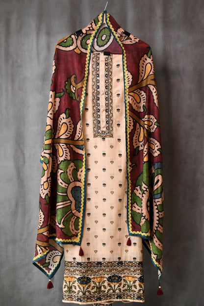Pure Mul Chanderi unstitched Suit