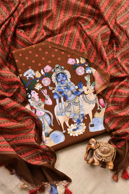 Pure Maheshwari silk  Unstitched Suit