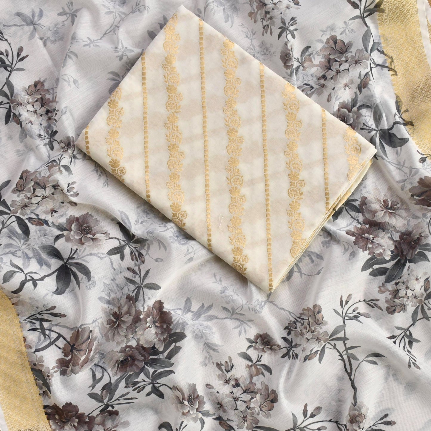Pure Banarasi Chanderi Silk Unstitched Suit