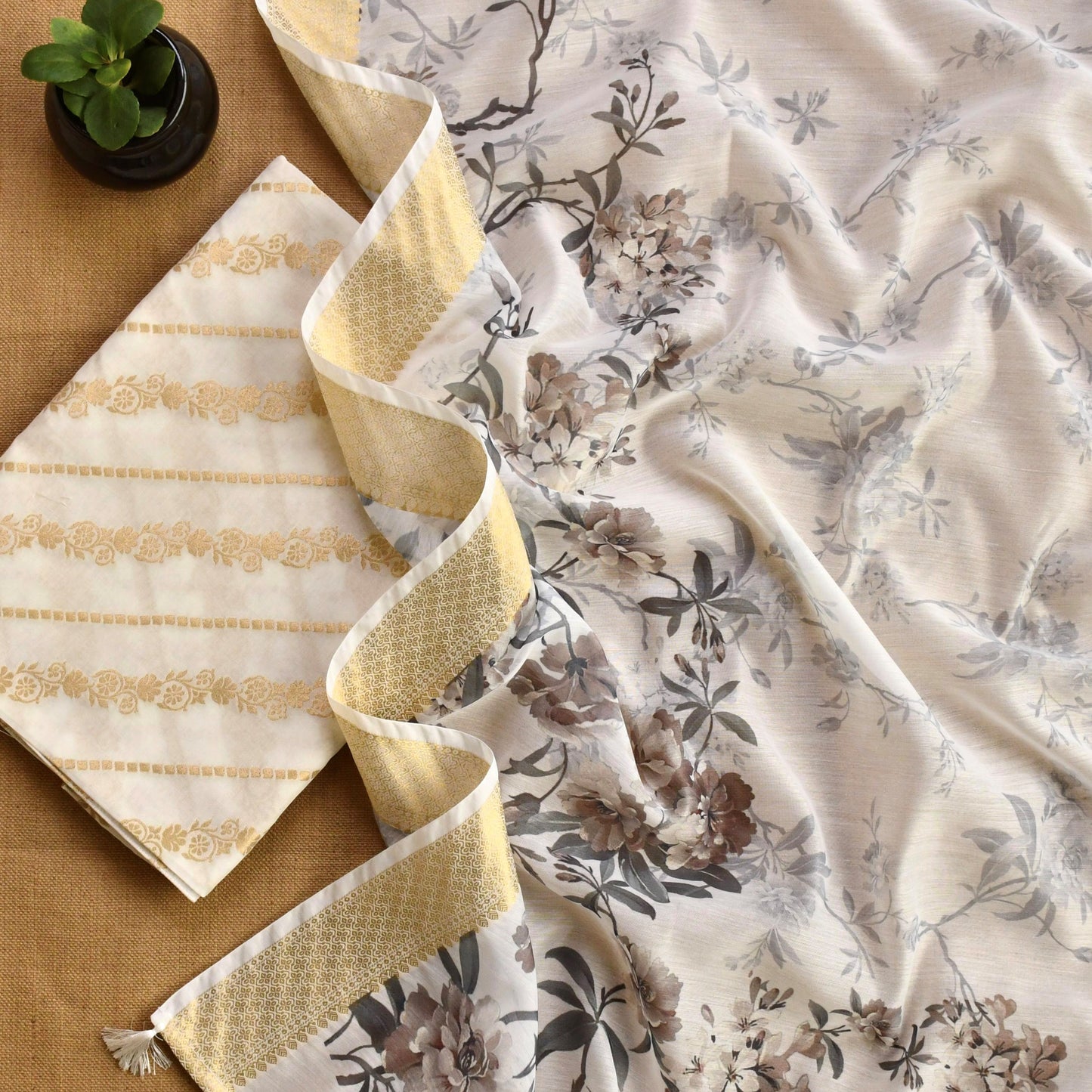 Pure Banarasi Chanderi Silk Unstitched Suit