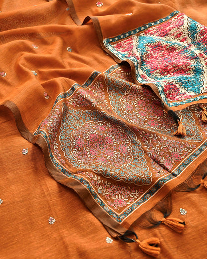 Premium Handloom Chanderi Jamawar Weaving Unstitched Suit