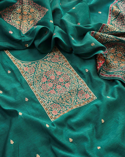 Premium Handloom Chanderi Jamawar Weaving Unstitched Suit