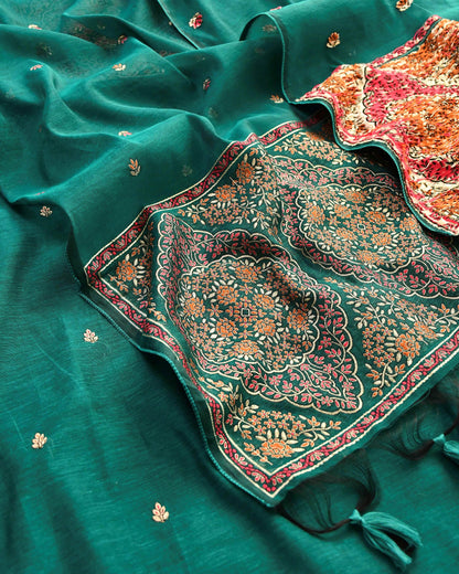 Premium Handloom Chanderi Jamawar Weaving Unstitched Suit