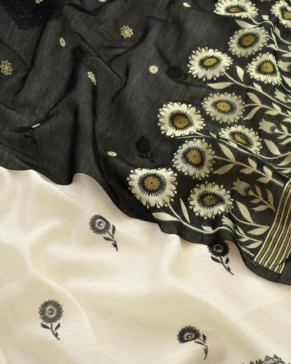 Premium Chanderi Jamdani Weave Unstitched Suit Set