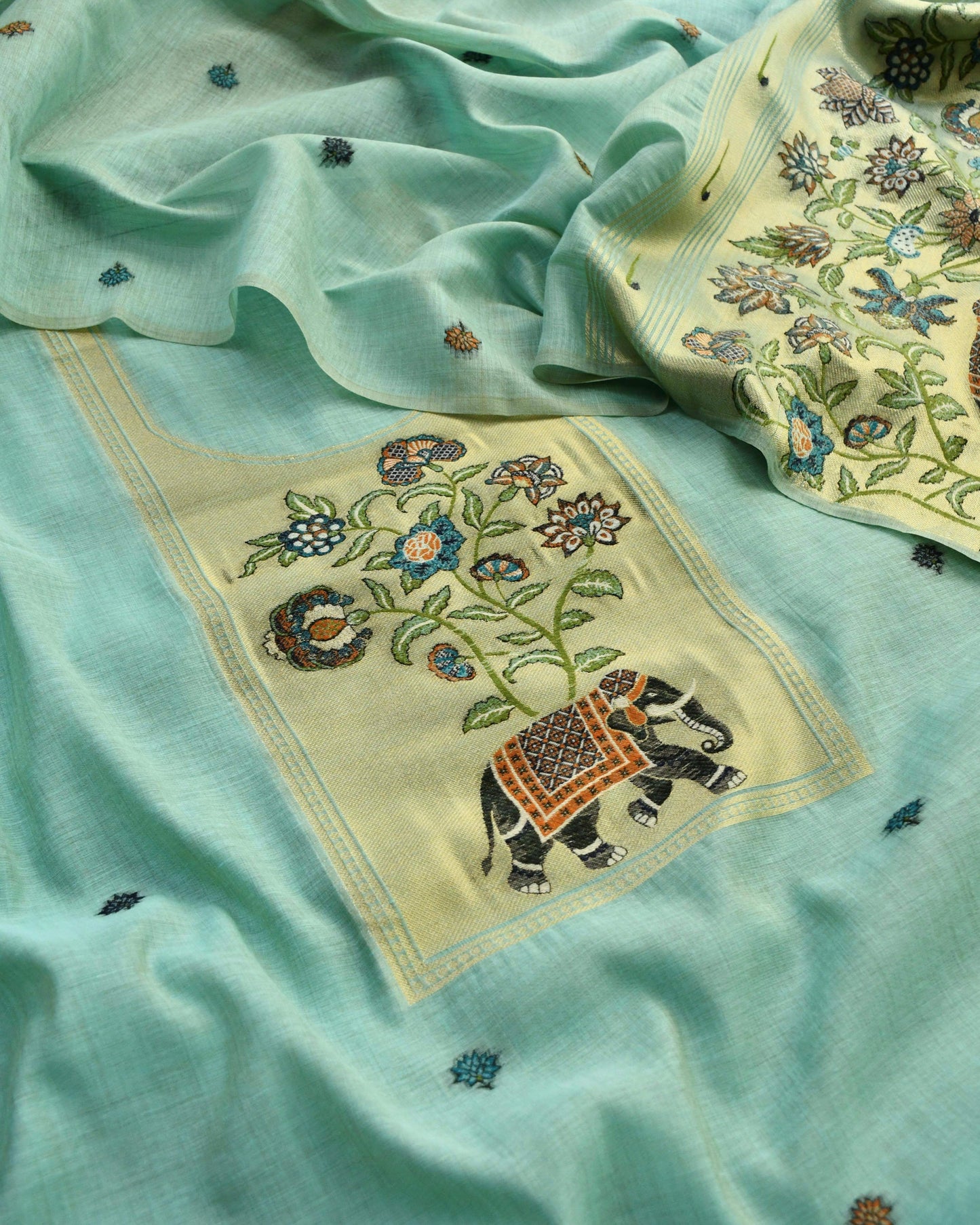 Premium Jamdani Weave Unstitched Suit Set with Dupatta