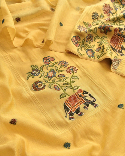 Premium Jamdani Weave Unstitched Suit Set with Dupatta