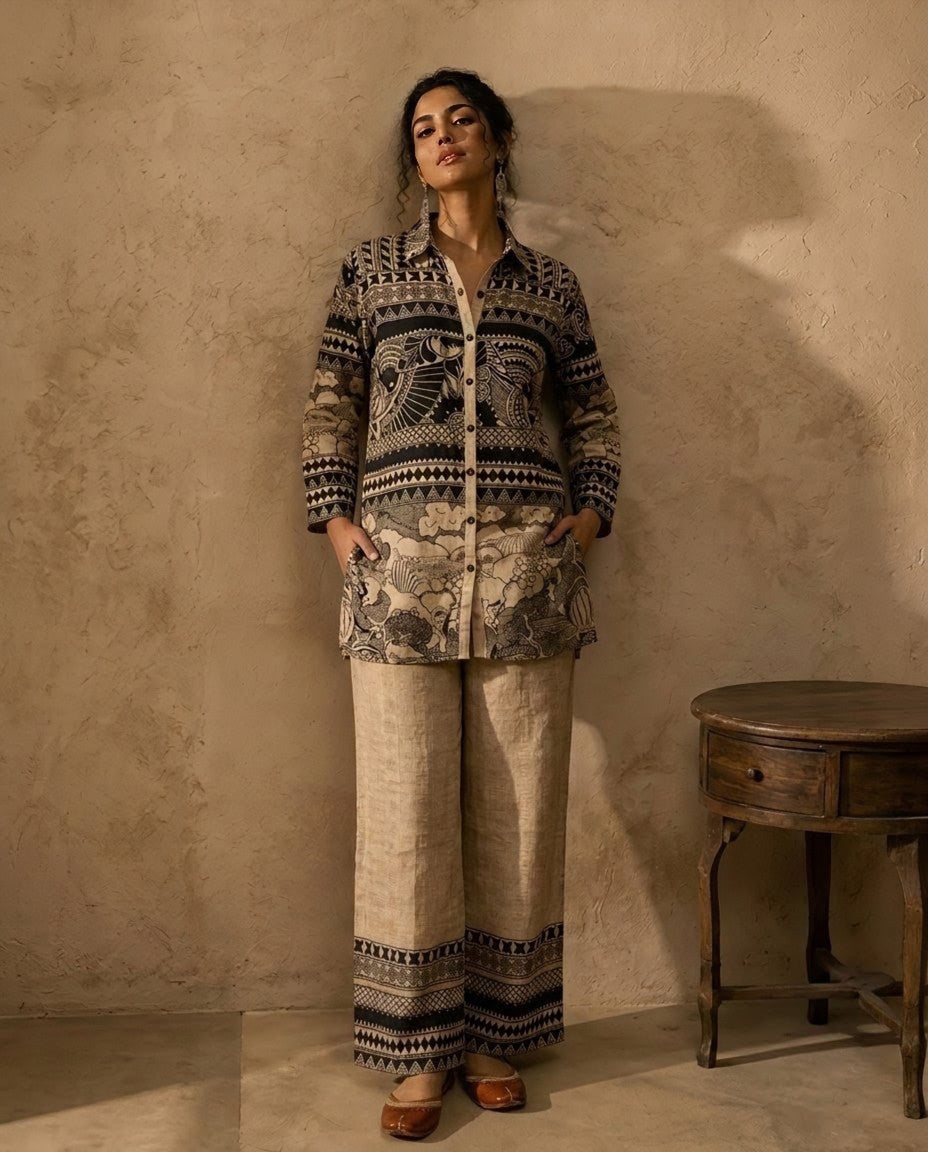 Premium Modal Silk Kalamkari Printed 2-Piece Co-Ord Set