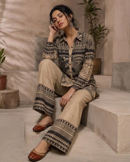 Premium Modal Silk Kalamkari Printed 2-Piece Co-Ord Set