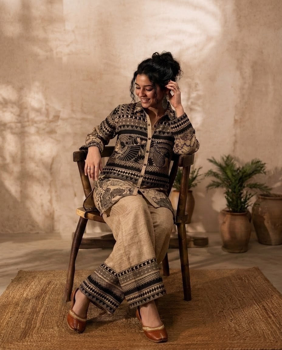 Premium Modal Silk Kalamkari Printed 2-Piece Co-Ord Set