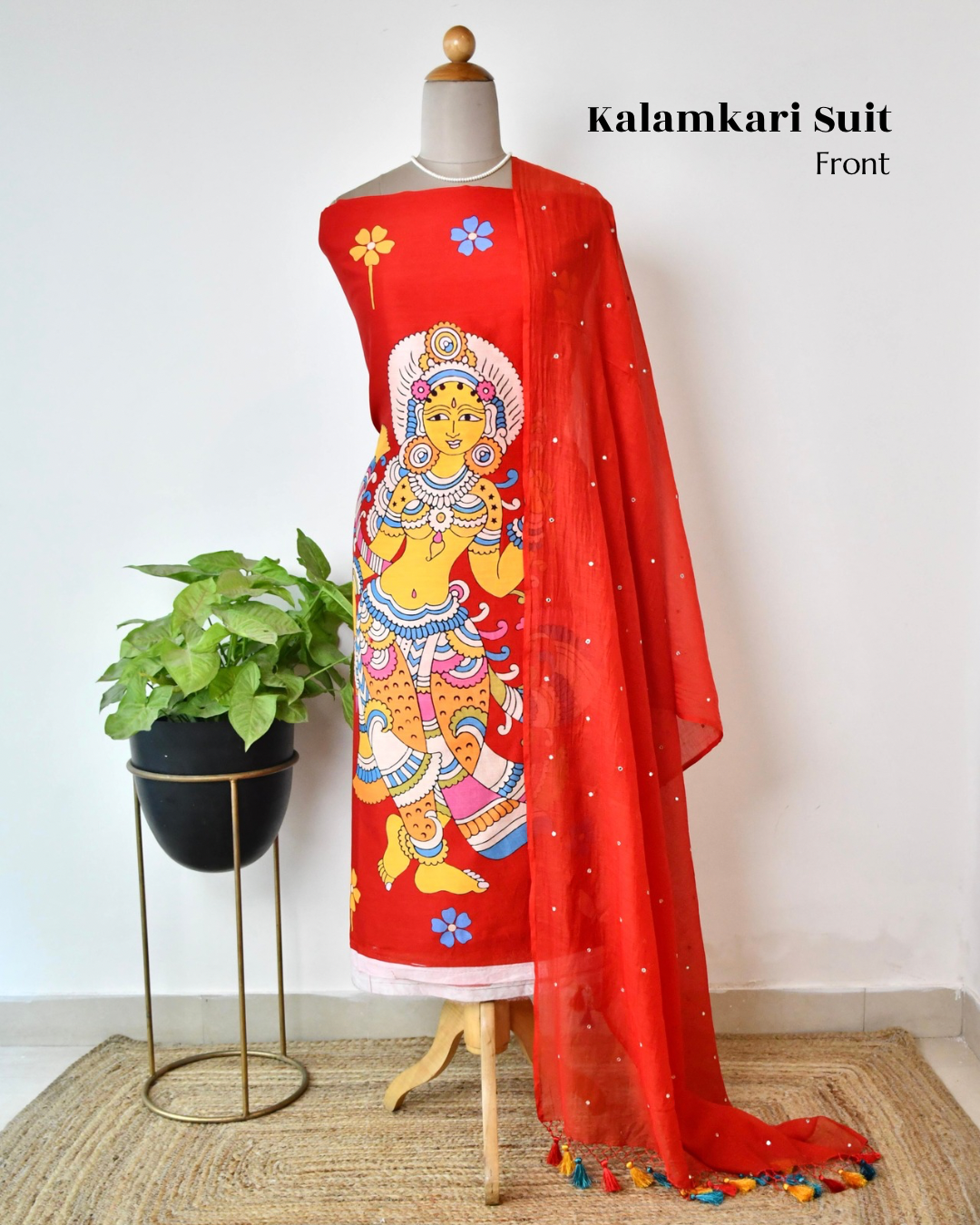 Kalamkari Maheshwari silk  Unstitched Suit