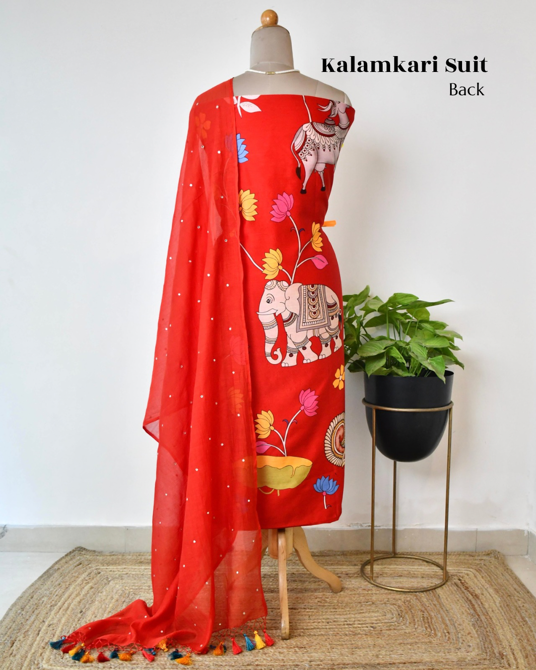 Kalamkari Maheshwari silk  Unstitched Suit