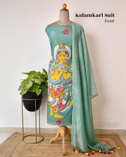 Kalamkari Maheshwari silk  Unstitched Suit