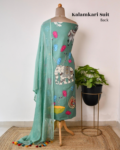 Kalamkari Maheshwari silk  Unstitched Suit