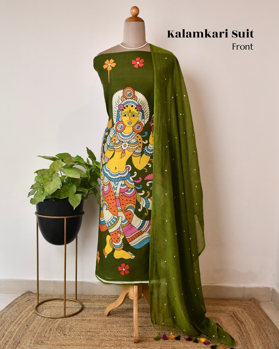 Kalamkari Maheshwari silk  Unstitched Suit