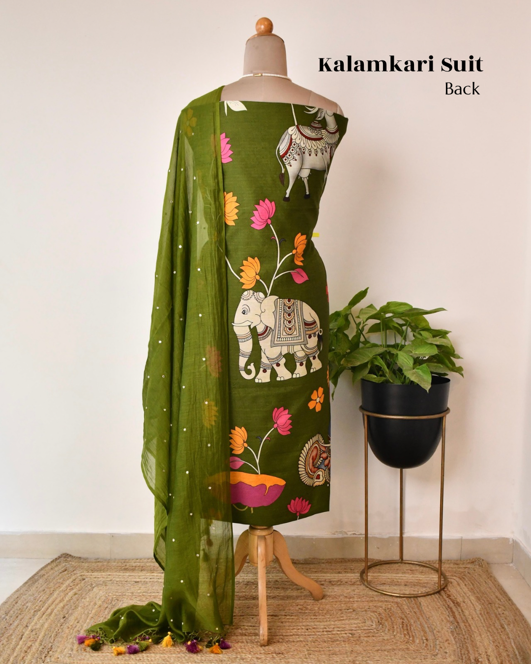 Kalamkari Maheshwari silk  Unstitched Suit