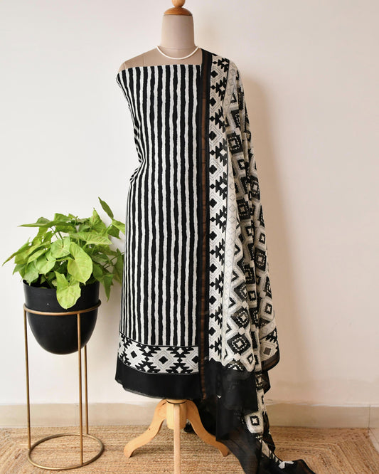 Abstract Maheshwari silk  Unstitched Suit