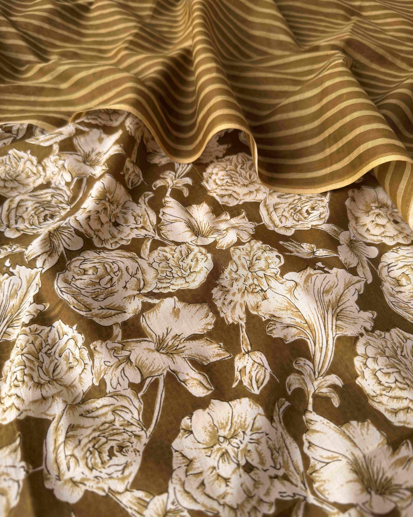 Floral Elegance: Hand Block Printed Mul Cotton Unstitched Suit Set