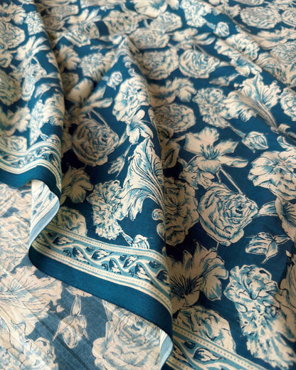 Floral Elegance: Hand Block Printed Mul Cotton Unstitched Suit Set