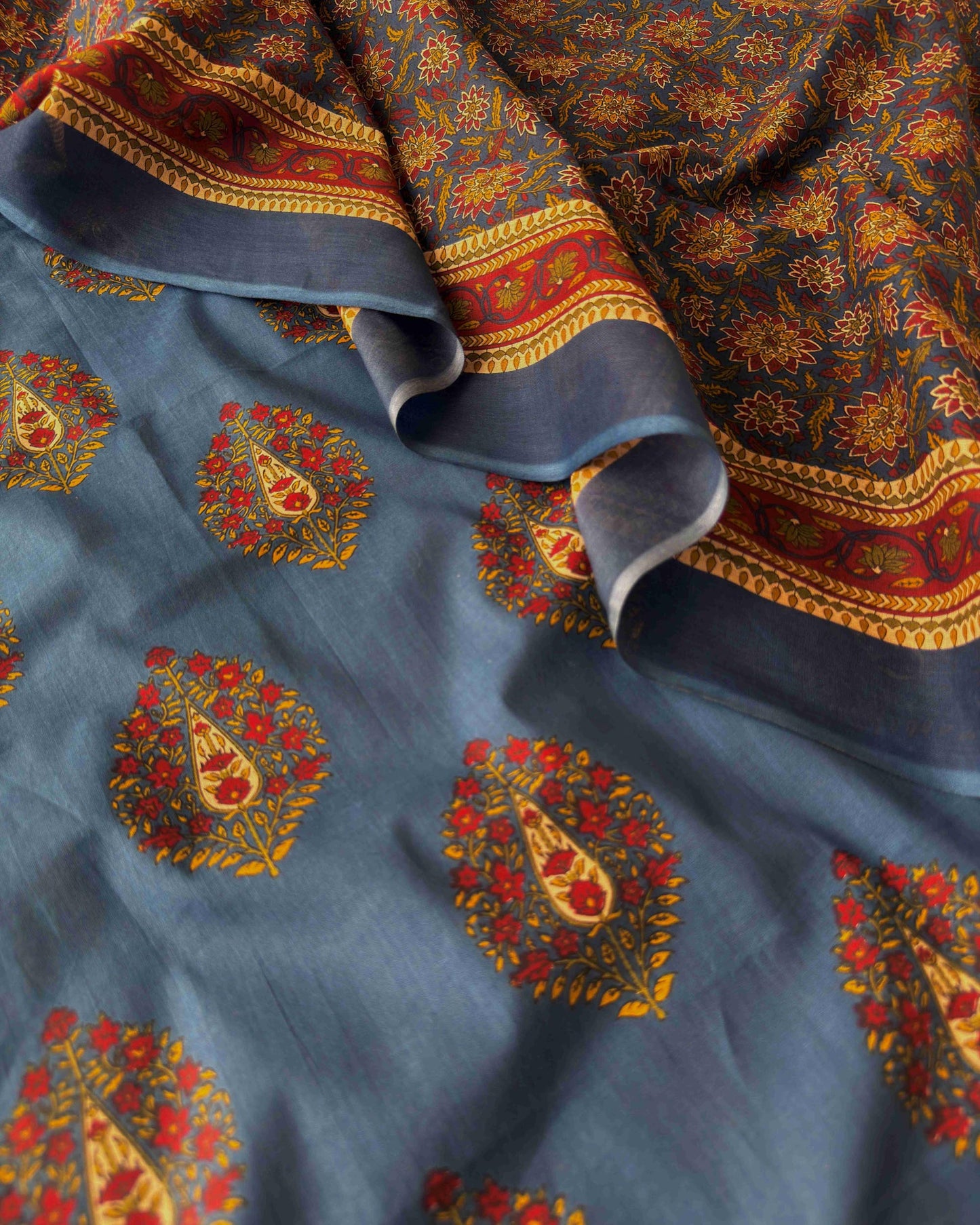 Premium Hand Block Print Mul Cotton Unstitched Suit Set