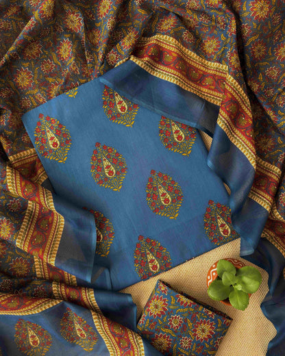 Premium Hand Block Print Mul Cotton Unstitched Suit Set