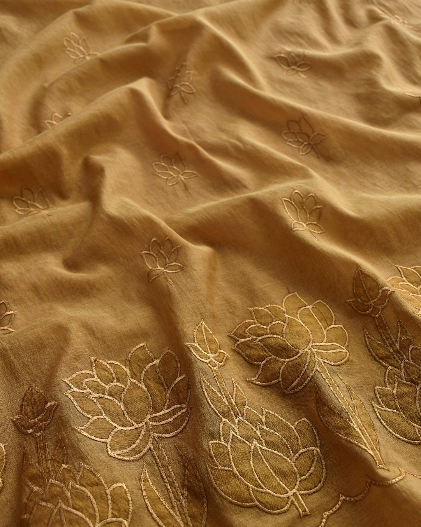 Premium Mul Chanderi Embroidered Unstitched Suit Set with Dupatta