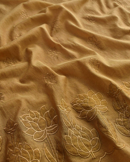 Premium Mul Chanderi Embroidered Unstitched Suit Set with Dupatta