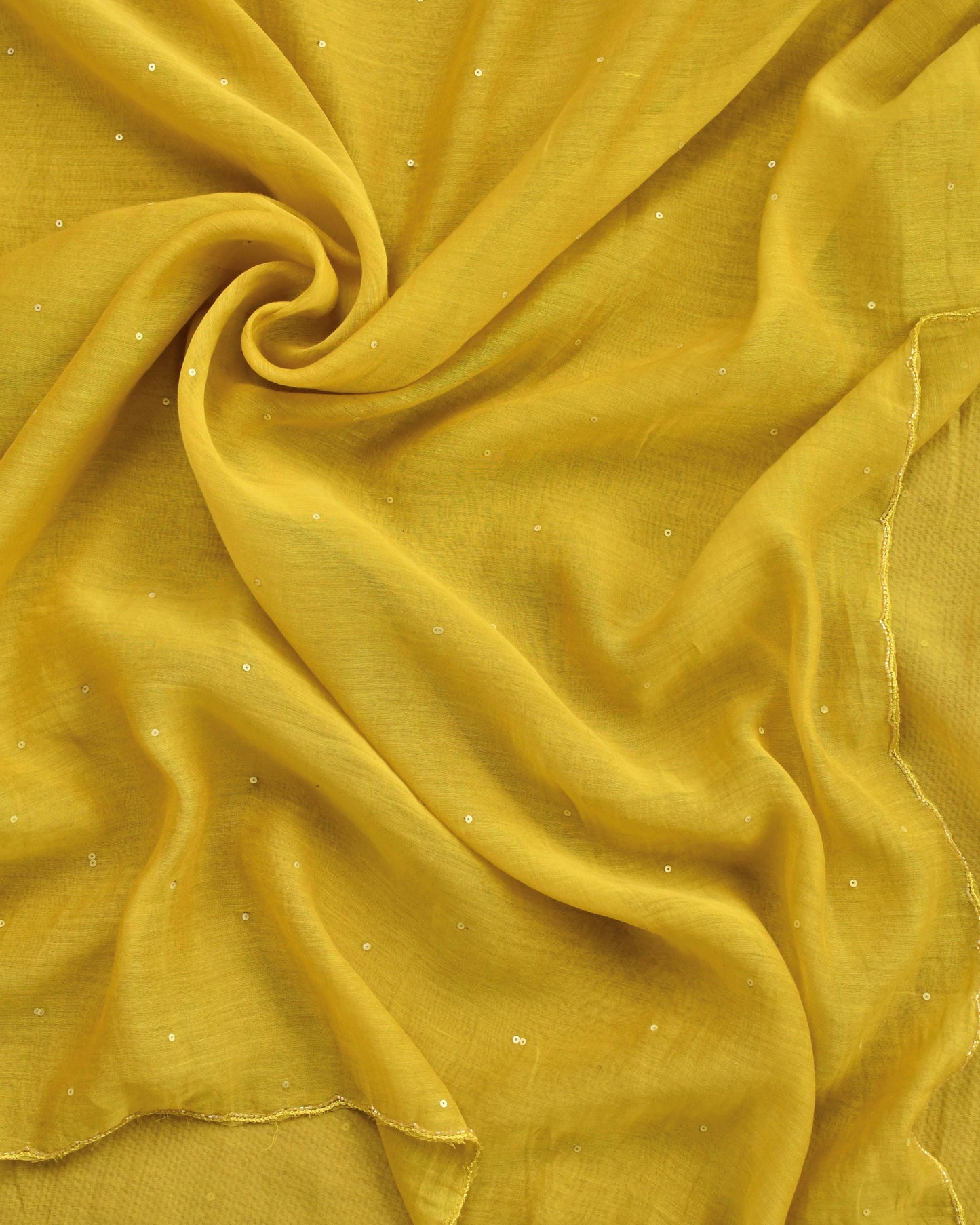 Pure Mull Chanderi Unstitched Suit with Intricate Pearl & sequence Hand Embroidery