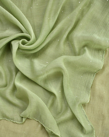 Pure Mull Chanderi Unstitched Suit with Intricate Pearl & sequence Hand Embroidery