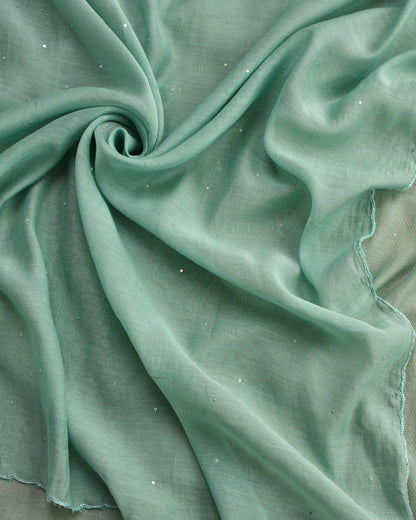 Pure Mull Chanderi Unstitched Suit with Intricate Pearl & sequence Hand Embroidery