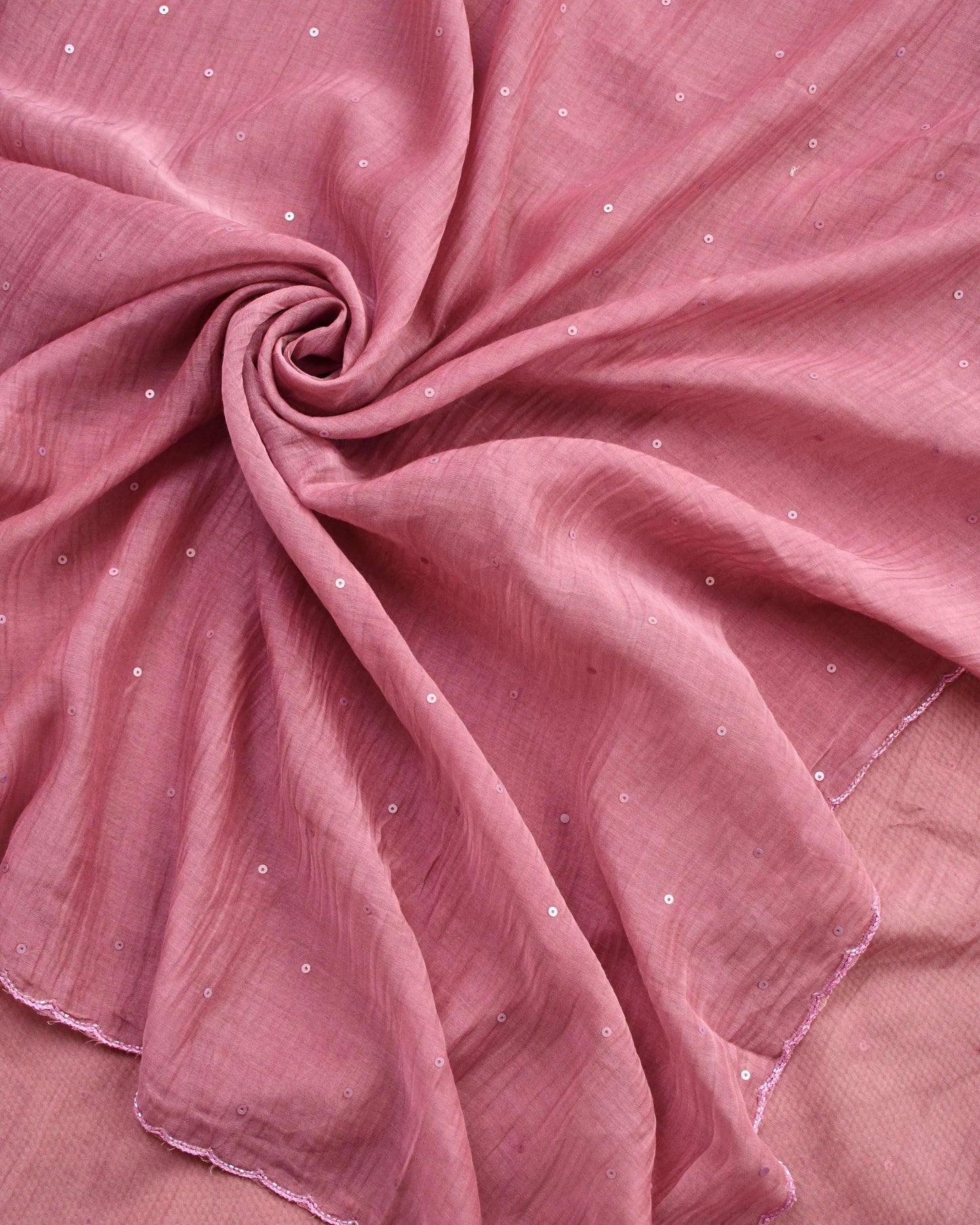 Pure Mull Chanderi Unstitched Suit with Intricate Pearl & sequence Hand Embroidery