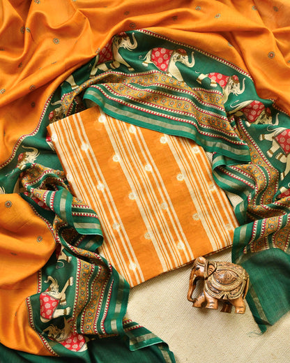 Pure Maheshwari Silk Zari Work Unstitched Suit