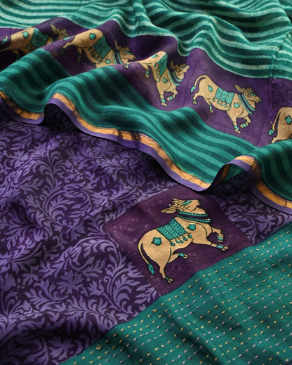 Pichwai Kantha Work Unstitched Suit