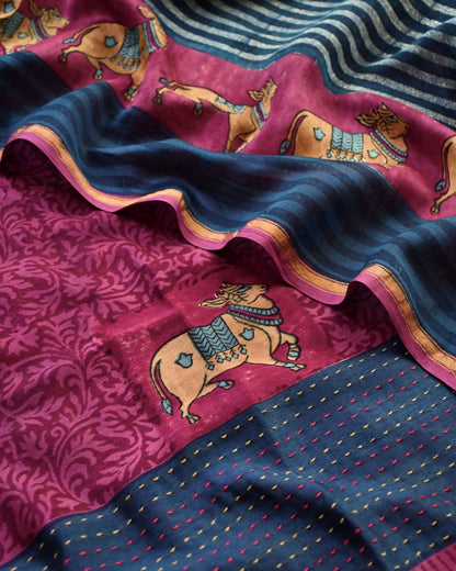 Pichwai Kantha Work Unstitched Suit