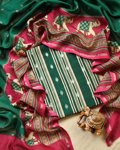 Pure Maheshwari Silk Zari Work Unstitched Suit