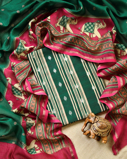 Pure Maheshwari Silk Zari Work Unstitched Suit