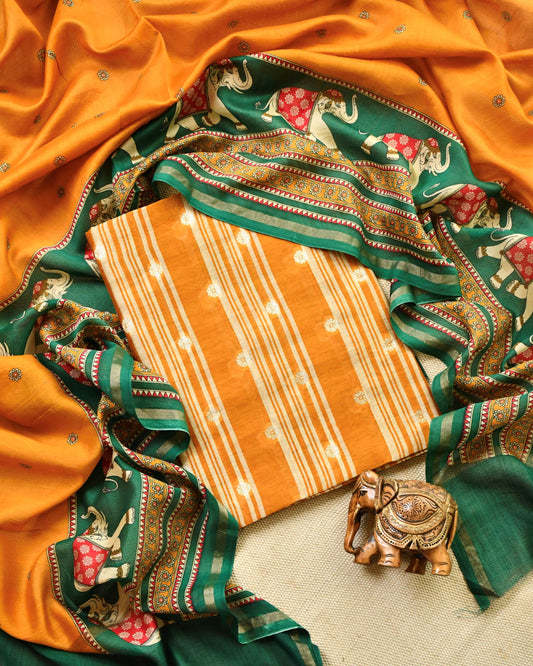 Pure Maheshwari Silk Zari Work Unstitched Suit