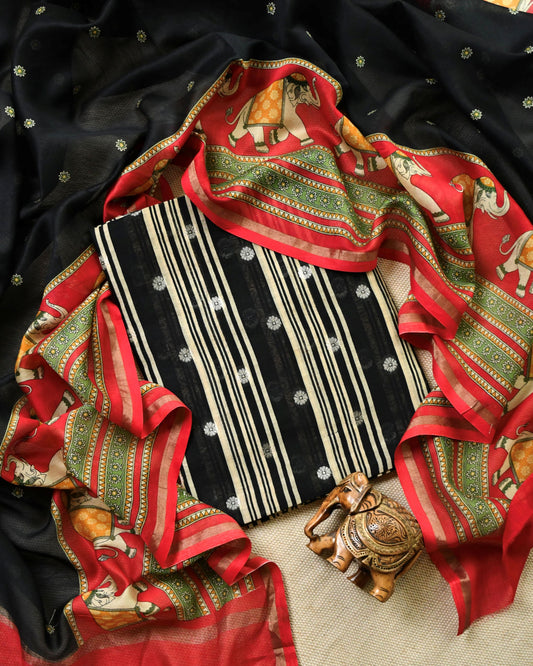 Pure Maheshwari Silk Zari Work Unstitched Suit