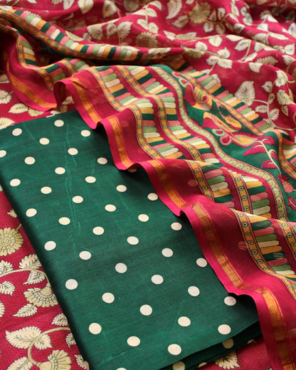 Pure Maheshwari silk  Unstitched Suit