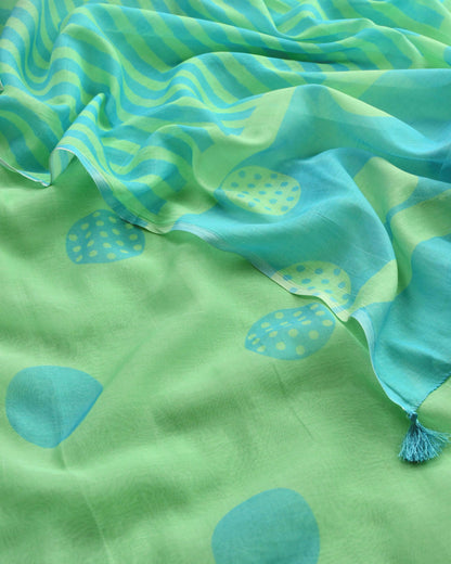 Polka Dot  Mul Chanderi Unstitched Suit Set