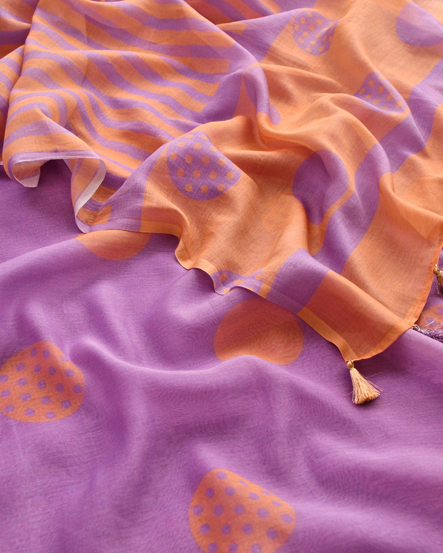 Polka Dot  Mul Chanderi Unstitched Suit Set
