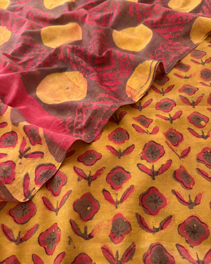 Natural Pomegranate Dye Premium Cotton Unstitched Suit Set