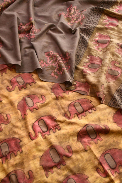 Natural Pomegranate Dye Premium Cotton Unstitched Suit Set