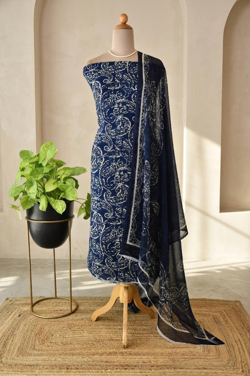 Pure Georgette Unstitched Suit Set with Printed Dupatta