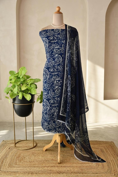 Pure Georgette Unstitched Suit Set with Printed Dupatta